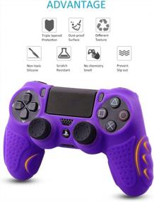 img 2 attached to Фиолетовый противоскользящий силиконовый чехол с ручками для большого пальца для контроллеров Sony PS4 DualShock4, PS4 Slim и PS4 Pro - CHINFAI Защита кожи контроллера PS4 для улучшенного захвата