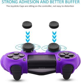 img 1 attached to Purple Anti-Slip Silicone Cover Case With Thumb Grips For Sony PS4 DualShock4, PS4 Slim And PS4 Pro Controllers - CHINFAI PS4 Controller Skin Protector For Improved Grip