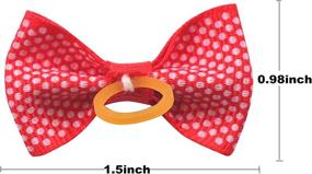 img 1 attached to YAKA 60PCS (30 Pairs) Cute Puppy Dog Small Bowknot Hair Bows with Rubber Bands - Handmade Hair Accessories Bow for Pet Grooming - 60 Pcs of Cute Patterns - Rubber Bands Style 2