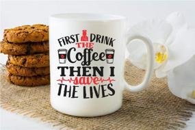 img 2 attached to Get A Laugh With The 'First I Drink Coffee, Then I Save Lives' Nurse Mug - Perfect For Office Gifts And Friends - CBTwear