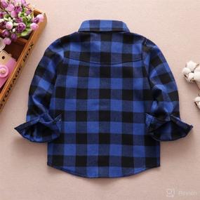 img 2 attached to 🔴 Baby Red Plaid Flannel Long Sleeve Button Down Shirt - Kid's Flannel Tops for Boys and Girls