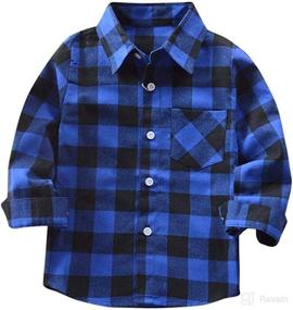 img 4 attached to 🔴 Baby Red Plaid Flannel Long Sleeve Button Down Shirt - Kid's Flannel Tops for Boys and Girls