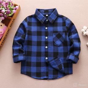 img 3 attached to 🔴 Baby Red Plaid Flannel Long Sleeve Button Down Shirt - Kid's Flannel Tops for Boys and Girls