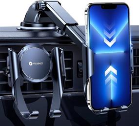 img 4 attached to 📱 2022 Updated VICSEED Phone Mount for Car - The Easiest Handsfree Operation | King-Sized Suction for Dashboard, Windshield, and Air Vent | Universal Car Phone Holder fits All Phones