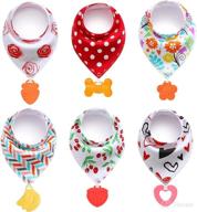 🐼 pandaear baby bandana drool bibs 6-pack: teething toys included | super absorbent & 100% organic cotton | neutral colors for girls | assorted girl collection logo