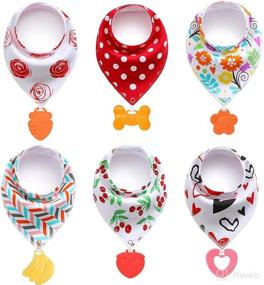 img 4 attached to 🐼 PandaEar Baby Bandana Drool Bibs 6-Pack: Teething Toys Included | Super Absorbent & 100% Organic Cotton | Neutral Colors for Girls | Assorted Girl Collection
