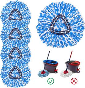 img 4 attached to 🧼 5-Pack Blue RinseClean Spin Mop Refills for 2 Tank System Triangle Mop-Head - Microfiber Mop ideal for Easy Floor Cleaning