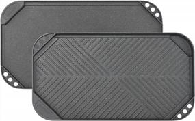 img 4 attached to SENSARTE Nonstick Griddle Grill Pan Set - Reversible Cast Aluminum Griddle, Perfect For Indoor Stovetop Or Outdoor BBQs - 2 Burner Griddle, Portable And Convenient - 19.5" X 10.7" X 2, Gray