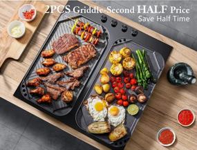 img 2 attached to SENSARTE Nonstick Griddle Grill Pan Set - Reversible Cast Aluminum Griddle, Perfect For Indoor Stovetop Or Outdoor BBQs - 2 Burner Griddle, Portable And Convenient - 19.5" X 10.7" X 2, Gray