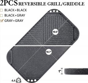 img 3 attached to SENSARTE Nonstick Griddle Grill Pan Set - Reversible Cast Aluminum Griddle, Perfect For Indoor Stovetop Or Outdoor BBQs - 2 Burner Griddle, Portable And Convenient - 19.5" X 10.7" X 2, Gray