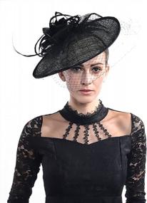 img 1 attached to Коктейльная шляпа Sinamay Fascinator для женщин | FORBUSITE Роскошные головные уборы