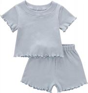 summer cotton ruffled short-sleeved shirts and ribbed shorts set for baby girls - 2 piece clothing set logo