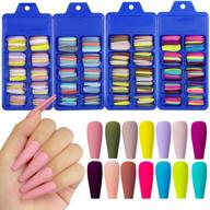 400pcs matte solid colors long ballerina fake nails - full cover coffin press on nails for women's nail art and manicure decoration - elegant variety of acrylic false nails logo