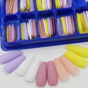 img 1 attached to 400Pcs Matte Solid Colors Long Ballerina Fake Nails - Full Cover Coffin Press On Nails For Women'S Nail Art And Manicure Decoration - Elegant Variety Of Acrylic False Nails