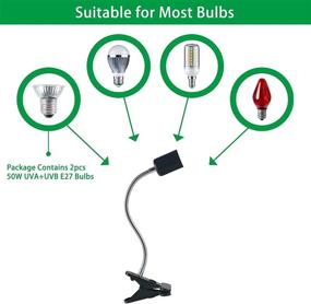 img 2 attached to 🔆 Reptile Heat Lamp and Basking Spot Lamp Bundle - Full Spectrum Sun Lamp for Aquarium Turtle Lizard Snake Chameleons & Amphibians - 360°Rotatable Clips, Dimmable, UVA + UVB (1 Fixture+2 Bulbs, 50W)