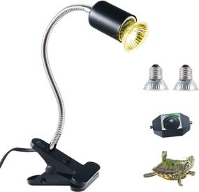 img 4 attached to 🔆 Reptile Heat Lamp and Basking Spot Lamp Bundle - Full Spectrum Sun Lamp for Aquarium Turtle Lizard Snake Chameleons & Amphibians - 360°Rotatable Clips, Dimmable, UVA + UVB (1 Fixture+2 Bulbs, 50W)