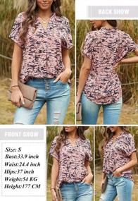 img 1 attached to Stylish Women'S Chiffon V-Neck Tunic Shirt With Roll-Up Sleeve And Loose Fit