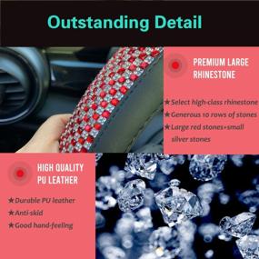 img 2 attached to Jumbo Crystal Rhinestone Steering Wheel Cover With Non-Slip Diamond Leather - Comfy And Sparkly - Universal 15 Inch - Red Color