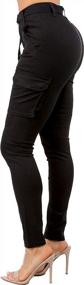 img 2 attached to Женские узкие брюки TwiinSisters с высокой талией и карманами, практичные хлопковые брюки, джинсы-джоггеры с регулируемым ремнем для женщин