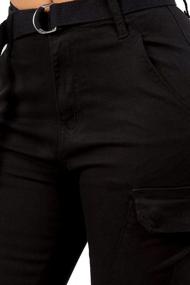 img 1 attached to Женские узкие брюки TwiinSisters с высокой талией и карманами, практичные хлопковые брюки, джинсы-джоггеры с регулируемым ремнем для женщин