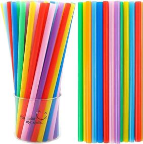 img 4 attached to 🥤 200-Piece Tomnk Assorted Bright Colors Jumbo Straws - 10.3 Inch Smoothie and Milkshake Straws, Extra Wide and Extra Long