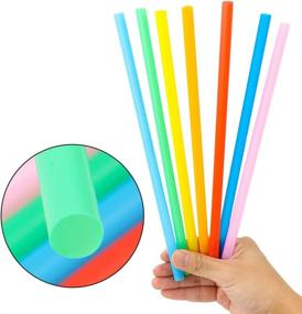 img 1 attached to 🥤 200-Piece Tomnk Assorted Bright Colors Jumbo Straws - 10.3 Inch Smoothie and Milkshake Straws, Extra Wide and Extra Long