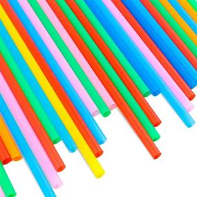 img 2 attached to 🥤 200-Piece Tomnk Assorted Bright Colors Jumbo Straws - 10.3 Inch Smoothie and Milkshake Straws, Extra Wide and Extra Long