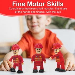 img 1 attached to Fireman Figure Playset - Three Firefighters Toy Figurines For Little Helpers, Perfect For Dollhouses And Imaginary Adventures - Action Figures For Boys, Girls, Toddlers, And Kids