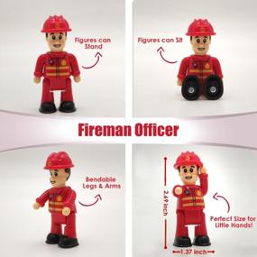 img 3 attached to Fireman Figure Playset - Three Firefighters Toy Figurines For Little Helpers, Perfect For Dollhouses And Imaginary Adventures - Action Figures For Boys, Girls, Toddlers, And Kids