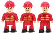 игровой набор с изображением пожарного - три игрушечных фигурки пожарных для маленьких помощников, идеально подходящих для кукольных домиков и воображаемых приключений - фигурки для мальчиков, девочек, малышей и детей логотип