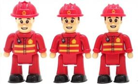 img 4 attached to Игровой набор с изображением пожарного - три игрушечных фигурки пожарных для маленьких помощников, идеально подходящих для кукольных домиков и воображаемых приключений - фигурки для мальчиков, девочек, малышей и детей