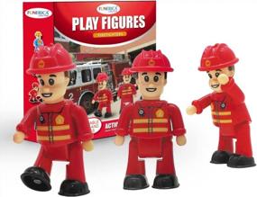 img 2 attached to Fireman Figure Playset - Three Firefighters Toy Figurines For Little Helpers, Perfect For Dollhouses And Imaginary Adventures - Action Figures For Boys, Girls, Toddlers, And Kids