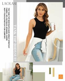 img 2 attached to LAOLASI Slim Fit Basic Bodysuit Tank Top With Crew Neck And Sleeveless Design For Women
