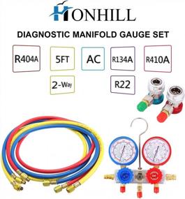 img 3 attached to Honhill Air Conditioner Manifold Gauge Set For R134A, R22, R410A And R404A Refrigerants - 5FT Hose, Adjustable Couplers & Storage Case - A/C Charging & Vacuum Pump Evacuation