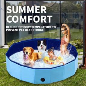 img 2 attached to Foldable Outdoor Puppy Pool - PAWISE Swimming Pool For Dogs, Collapsible Bath Tub For Pets, Ideal For Outside Use (63'' X 12'')