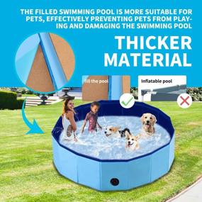 img 1 attached to Foldable Outdoor Puppy Pool - PAWISE Swimming Pool For Dogs, Collapsible Bath Tub For Pets, Ideal For Outside Use (63'' X 12'')