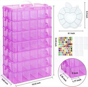 img 2 attached to Purple 7-Layer Stackable Storage Container With 70 Adjustable Compartments - Perfect For Kids Toys, Art Crafts & Jewelry! Mini Case & Letter Sticker Included