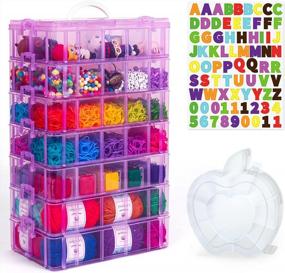 img 4 attached to Purple 7-Layer Stackable Storage Container With 70 Adjustable Compartments - Perfect For Kids Toys, Art Crafts & Jewelry! Mini Case & Letter Sticker Included
