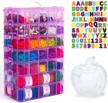 purple 7-layer stackable storage container with 70 adjustable compartments - perfect for kids toys, art crafts & jewelry! mini case & letter sticker included logo