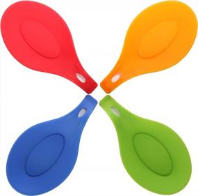 img 3 attached to Non-Stick Silicone Spoon Rest Set For Kitchen Counters And Stoves - Includes 4 Large Spoon Holders - Ideal For Cooking, Spatulas, And Kitchen Utensils