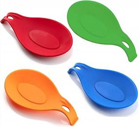 img 4 attached to Non-Stick Silicone Spoon Rest Set For Kitchen Counters And Stoves - Includes 4 Large Spoon Holders - Ideal For Cooking, Spatulas, And Kitchen Utensils