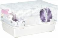 white small animal habitat - 2 tiers gerbil rodent house with exercise wheel, water bottle, ladder, and hut - pawhut logo