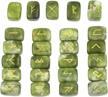 sunyik natural green jade rune stones set with engraved elder futhark alphabet lettering polished healing crystal kit logo