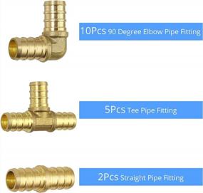 img 1 attached to PEX Plumbing Brass Crimp Fittings Kit - 1/2 Inch Non-Lead CAMWAY Pipe Fittings Including 10X 90 Degree Elbows, 5X Tee Fittings, And 2X Straight Couplings. Ideal For PEX Pipe Installations.