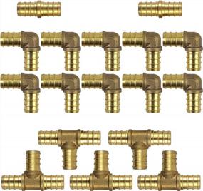 img 4 attached to PEX Plumbing Brass Crimp Fittings Kit - 1/2 Inch Non-Lead CAMWAY Pipe Fittings Including 10X 90 Degree Elbows, 5X Tee Fittings, And 2X Straight Couplings. Ideal For PEX Pipe Installations.