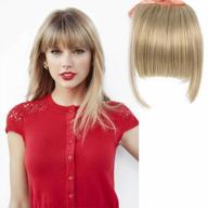 leeons clip-in hair bangs extensions 6" straight dark ash brown/bleach blonde (18/613#) front fringe piece for women. logo