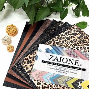 img 1 attached to Bundle Of 8 ZAIONE Faux Leather Sheets In Contrast Black And Brown, 8" X 12" Size, With Solid Colors, Glitter And Leopard Patterns - Perfect For Crafting Earrings And DIY Projects