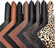 bundle of 8 zaione faux leather sheets in contrast black and brown, 8" x 12" size, with solid colors, glitter and leopard patterns - perfect for crafting earrings and diy projects логотип