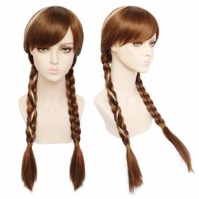 img 4 attached to Kids Girls Brown Wavy Cosplay Wig With Bangs For Movie Costume Briad Halloween Peluca Marrón Christmas Party