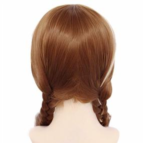 img 2 attached to Детский коричневый волнистый парик для косплея с челкой для девочек, костюм для фильма, Бриада, Хэллоуин, Peluca Marrón, рождественская вечеринка